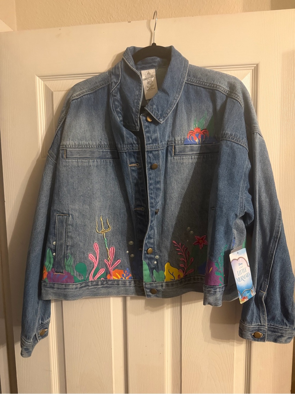 Disney Little Mermaid Embroidered Denim Jacket - Blue